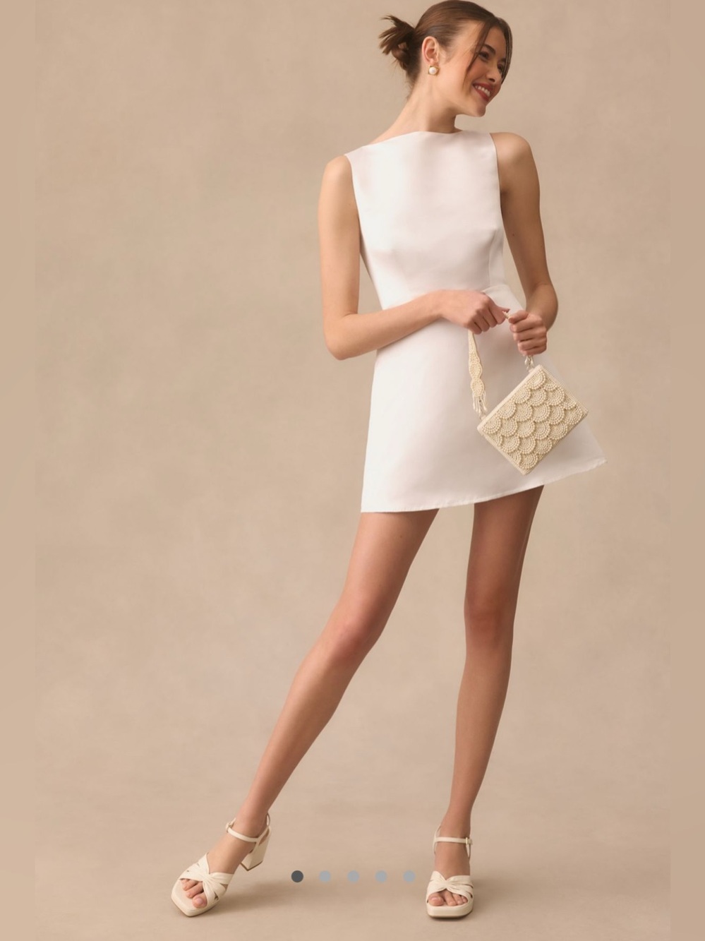 Reformation Zenni white satin dress boatneck elegant‎ chic bridal graduation NWT